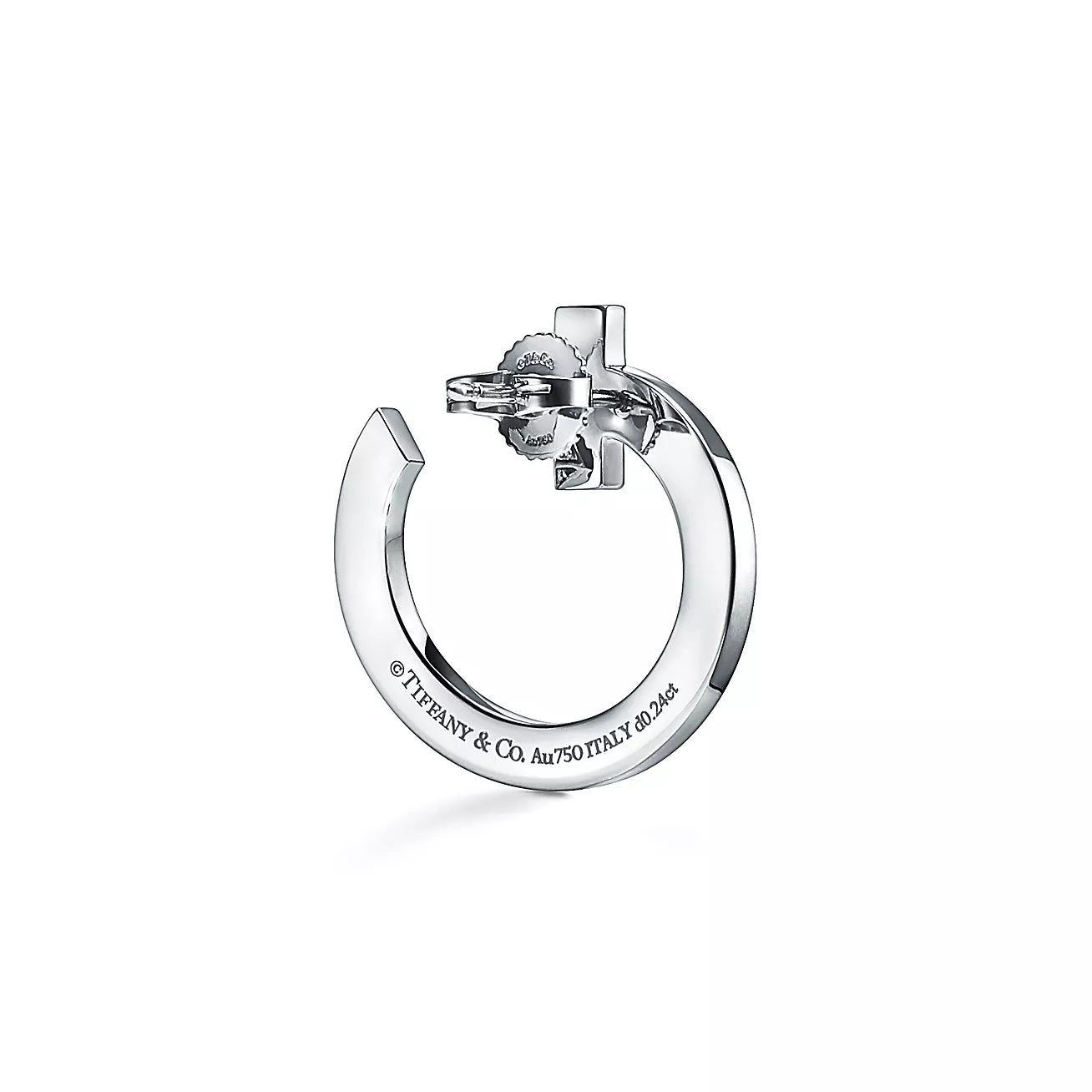 Tiff T1 Open Hoop White Gold Earrings