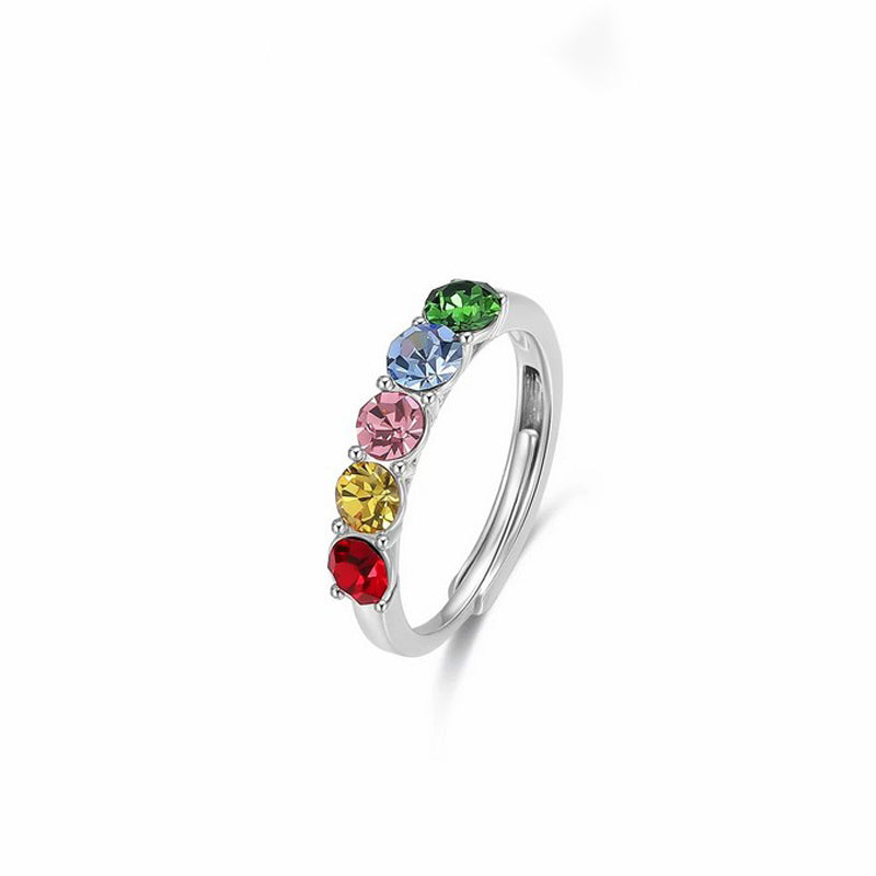 Color Crystal White Gold Ring