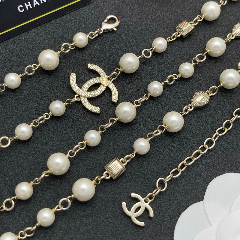 CC Color Crystal Pearl Long Necklace