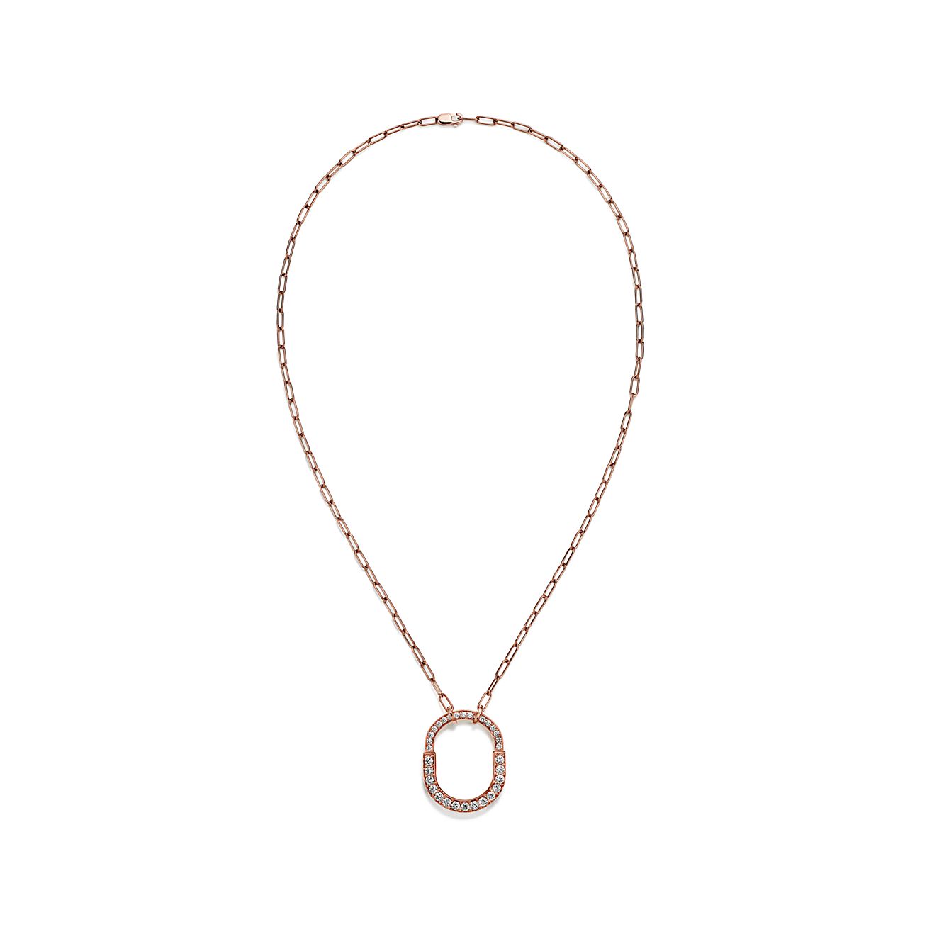 Tiff Lock Pendant Pave Diamonds Necklace