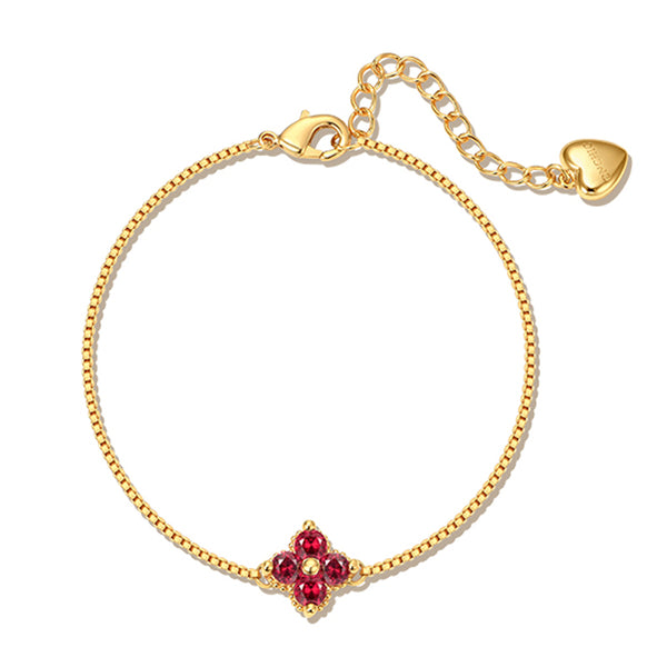 Red Gemstone Clover Bracelet