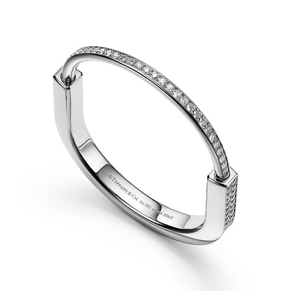 Tiff Lock Bangle Full Pave Diamonds Bracelet