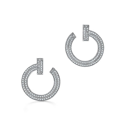 Tiff T1 Open Hoop White Gold Earrings