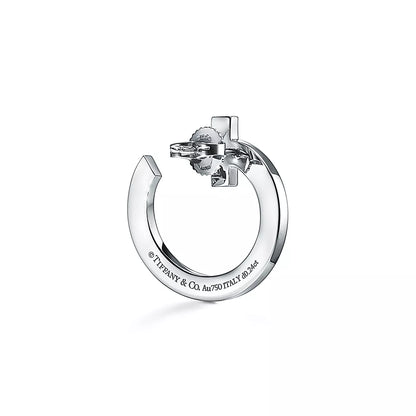 Tiff T1 Open Hoop White Gold Earrings