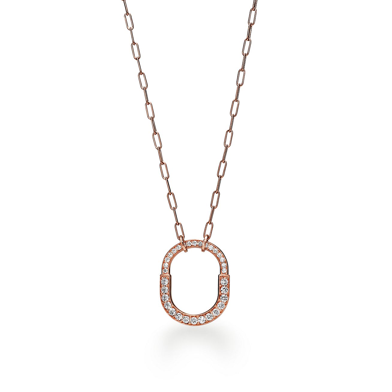 Tiff Lock Pendant Pave Diamonds Necklace