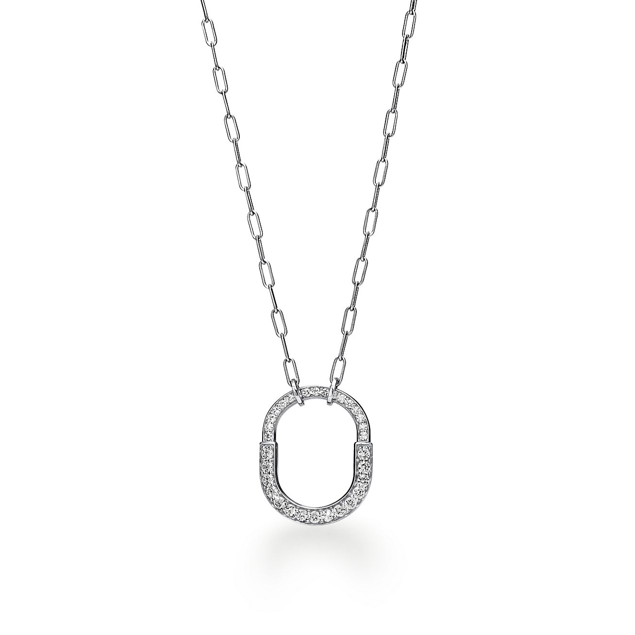 Tiff Lock Pendant Pave Diamonds Necklace