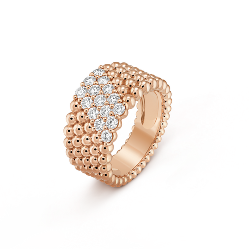 18K Van Cleef & Arpels VCA Perlée Diamonds Five Rows Ring