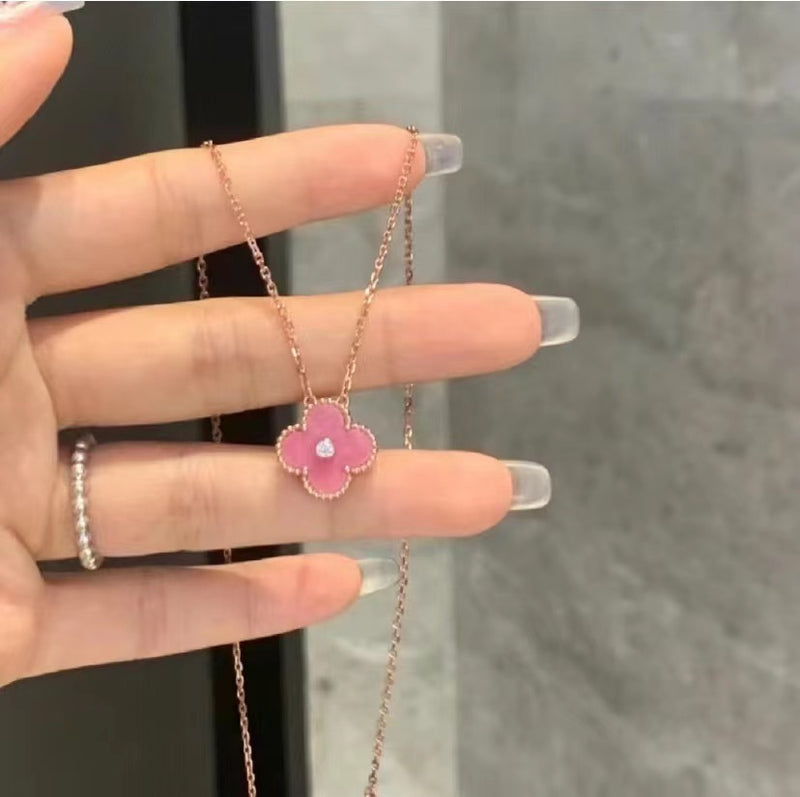 Pink Diamond Clover Necklace