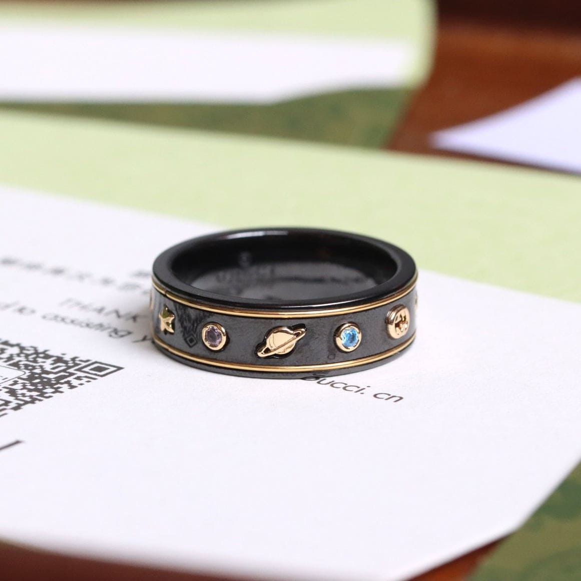 GG Icon With Gemstones Corundum Ring
