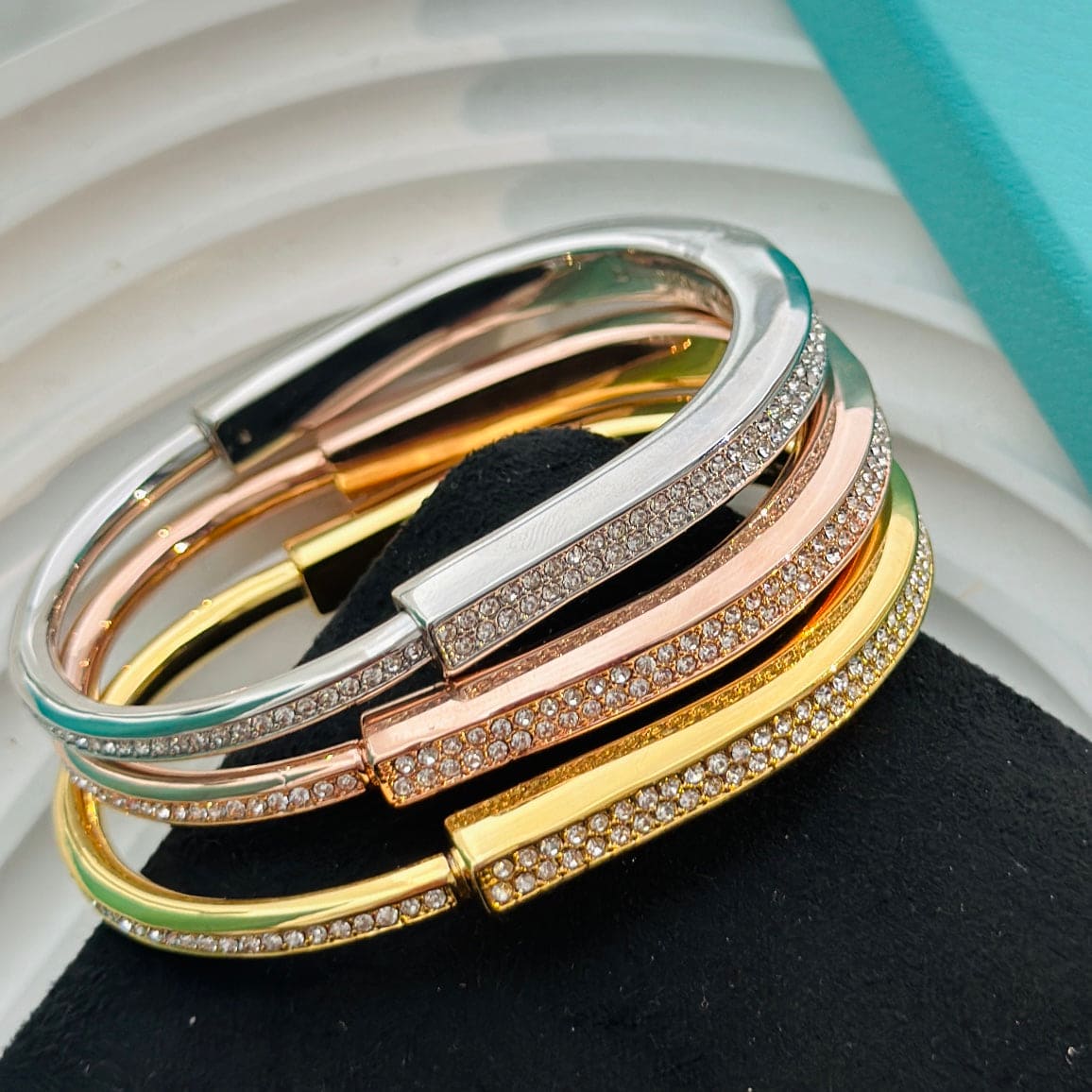 Tiff Lock Bangle Full Pave Diamonds Bracelet