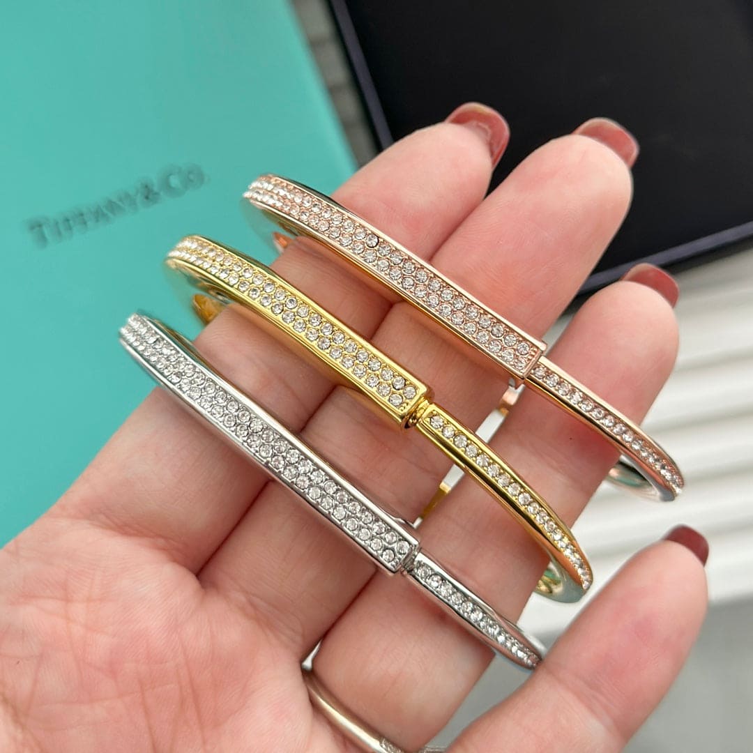 Tiff Lock Bangle Full Pave Diamonds Bracelet