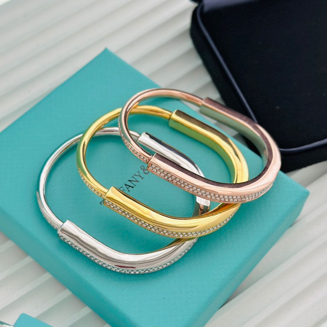 Tiff Lock Bangle Full Pave Diamonds Bracelet