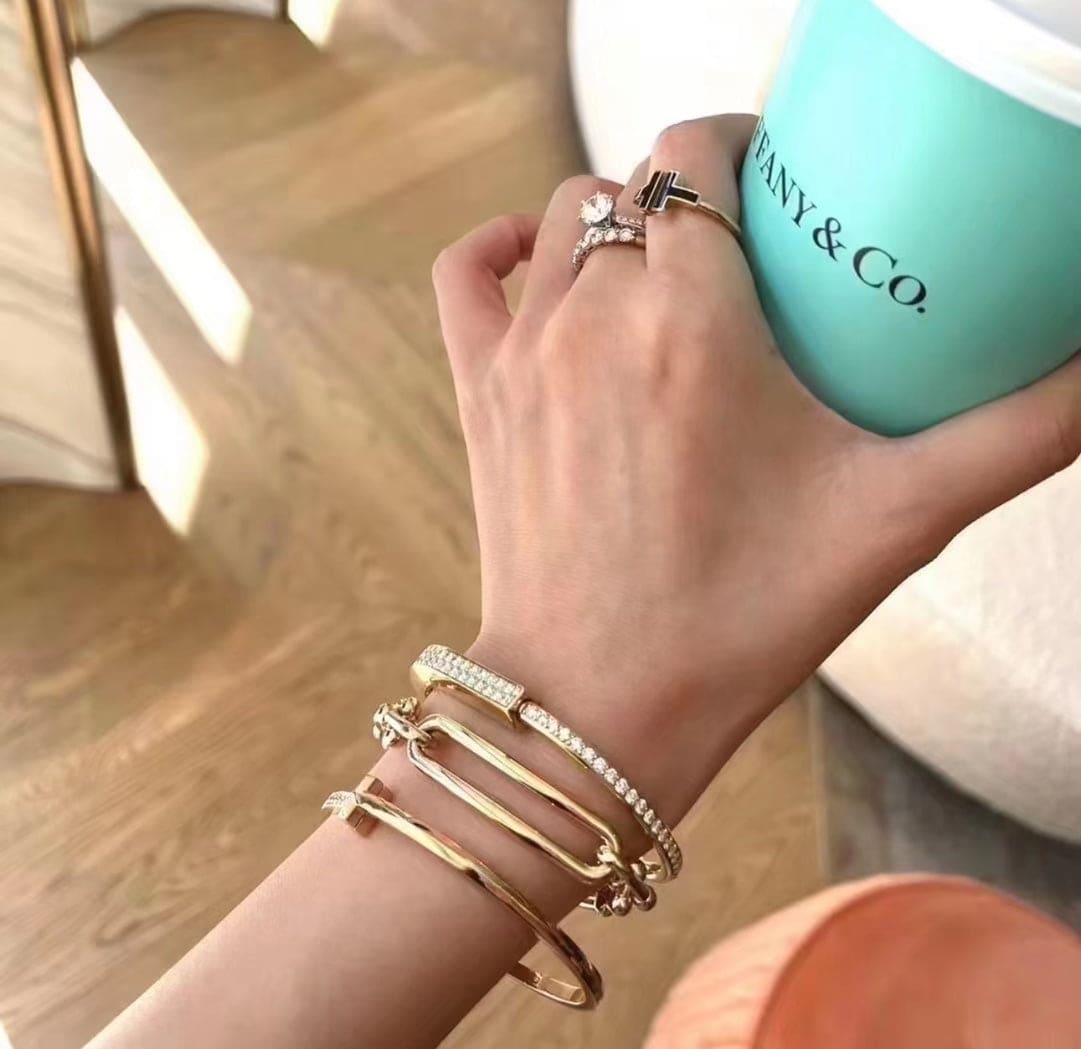 Tiff Lock Bangle Full Pave Diamonds Bracelet