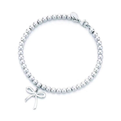 Tiff Bow Charm Bead Bracelet