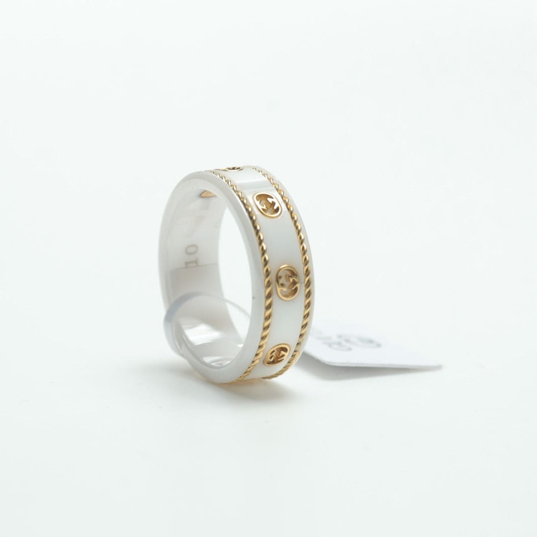 GG Interlocking G Icon White Zirconia Ring