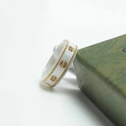 GG Interlocking G Icon White Zirconia Ring
