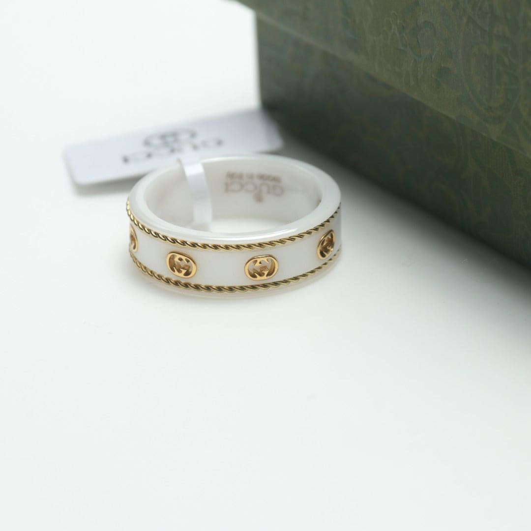 GG Interlocking G Icon White Zirconia Ring