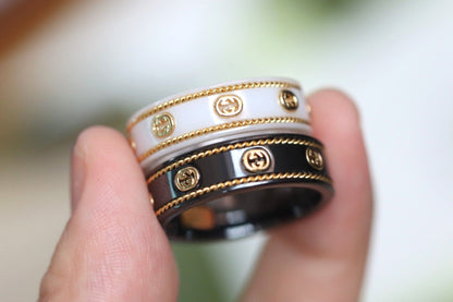 GG Interlocking G Icon White Zirconia Ring
