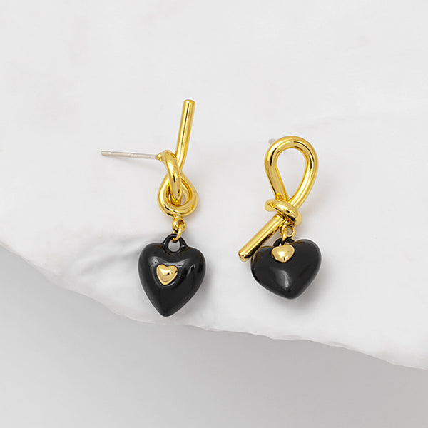 18K Black Heart Earrings