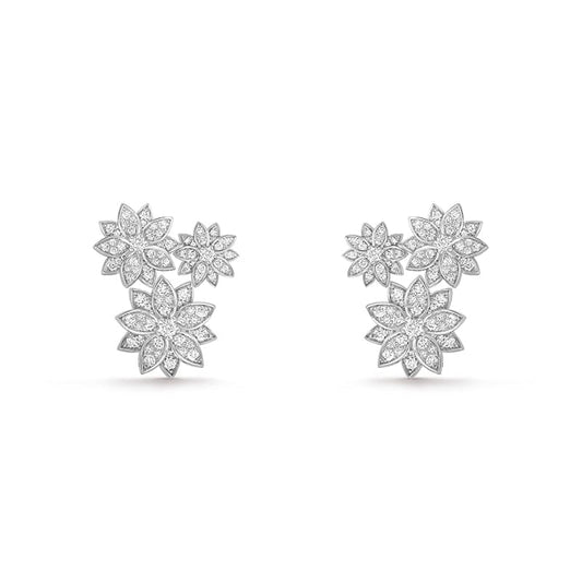 18k Van Cleef & Arpels Lotus Three Flowers Earrings