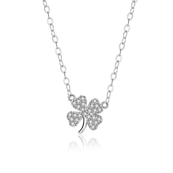 Four Leaf Motif Clover Lucky Diamond Necklace