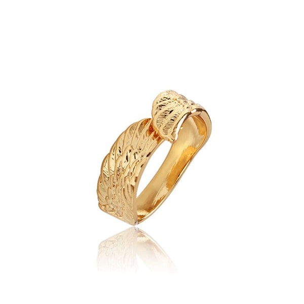 18K Gold Angel Wings Adjustable Ring