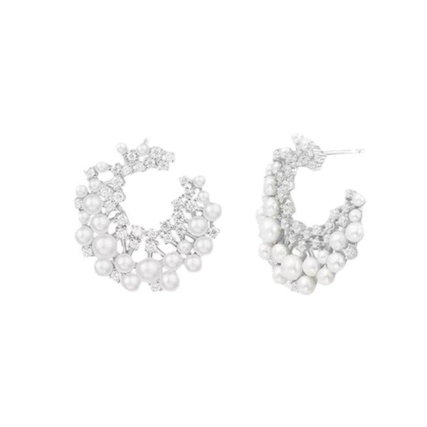 18K Circle Pearls Earrings