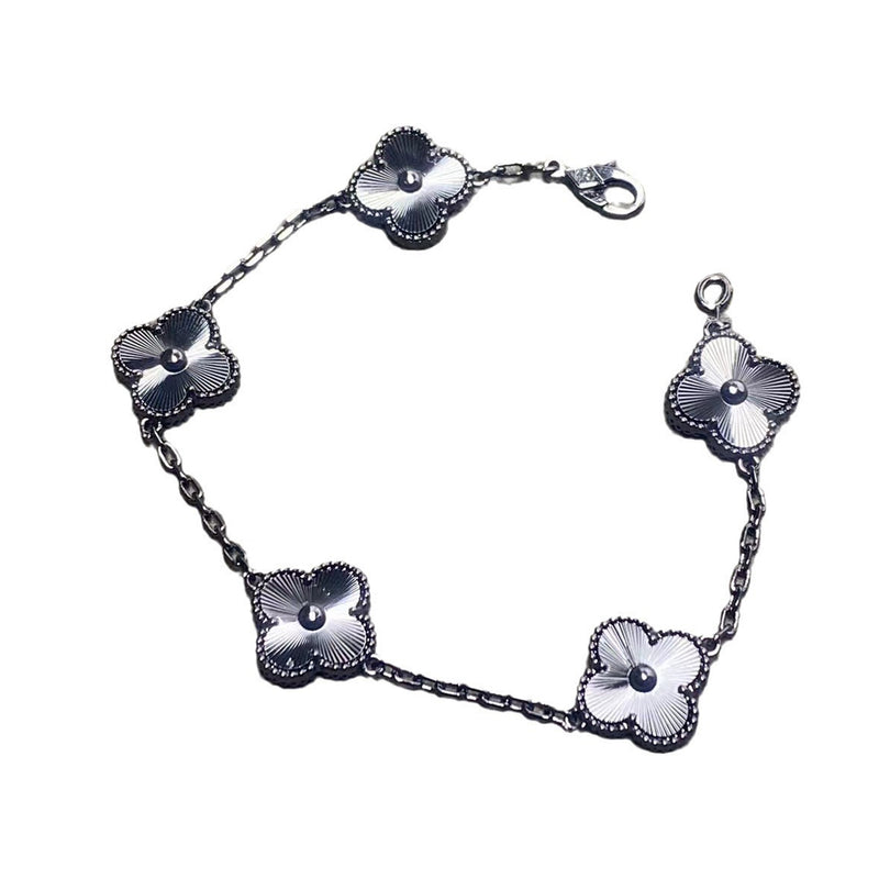 Four Leaf Clover Black Motifs Bracelet