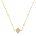 Four Leaf Motif Diamond Clover Necklace