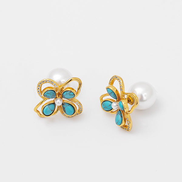 18K Turquoise Butterfly Earrings