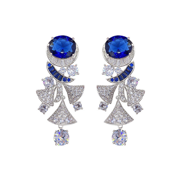 18K Sapphire Fan Earrings