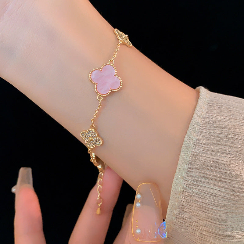 Pink Diamond Clover Bracelet