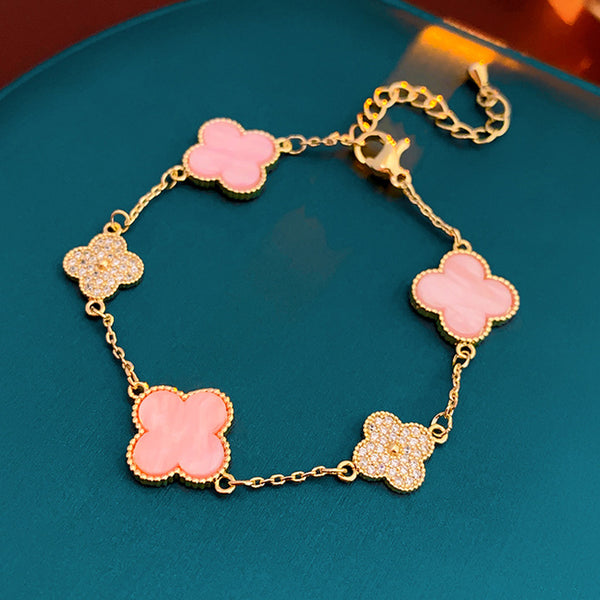 Pink Diamond Clover Bracelet