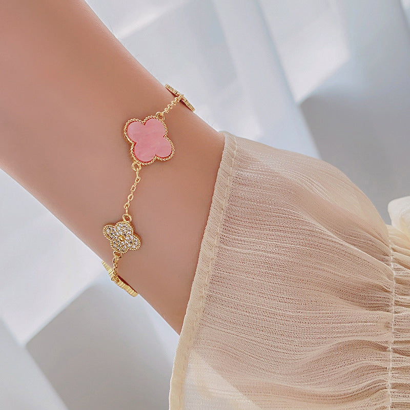 Pink Diamond Clover Bracelet