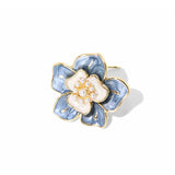 Sky Blue Flower Gold Brooch