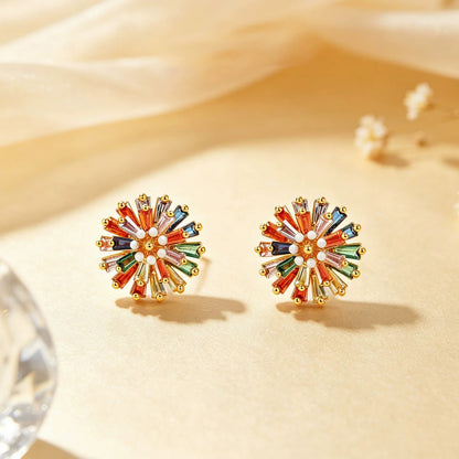 Color Crystal Gold Earrings