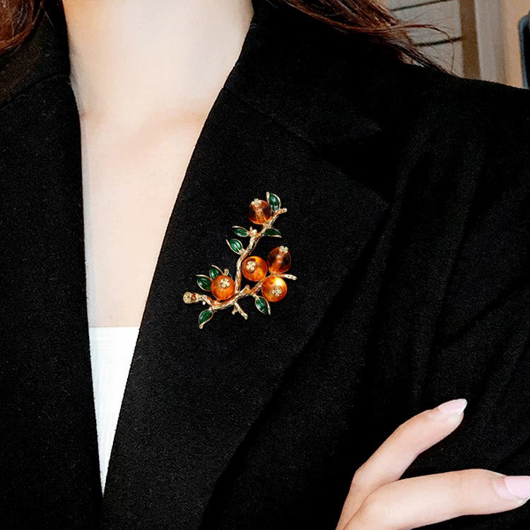 Red Crystal Flower Gold Brooch