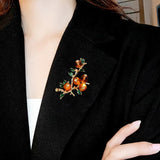 Red Crystal Flower Gold Brooch
