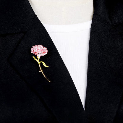 Pink Flower Gold Brooch