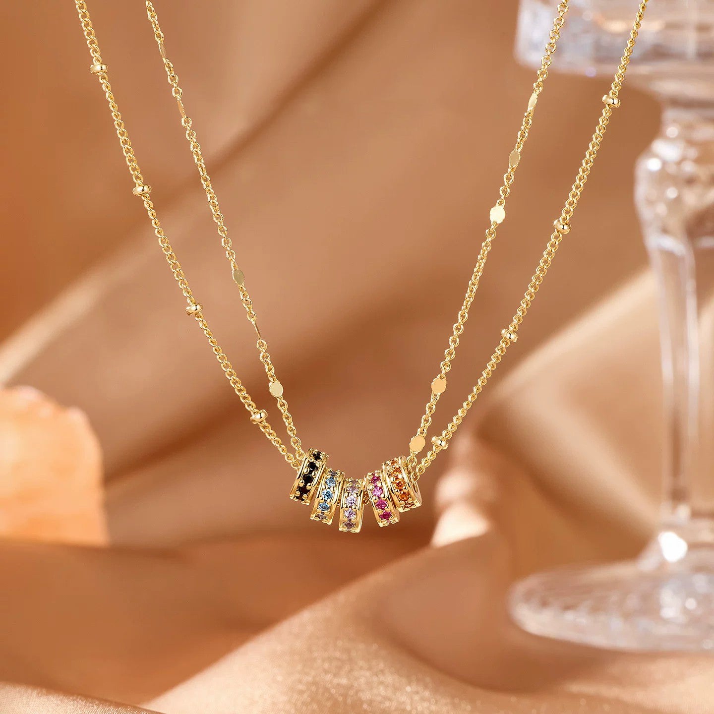 Color Cube Gold Necklace