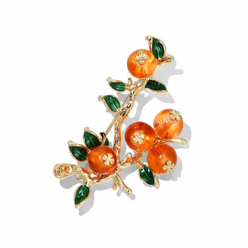 Red Crystal Flower Gold Brooch