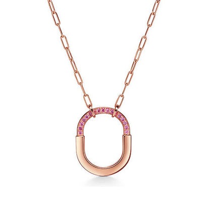 Tiff Lock Pink Pave Diamonds Necklace