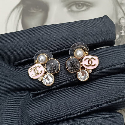 CC Black & Pink Crystal Earrings