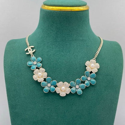 CC Blue Flower Diamond Necklace