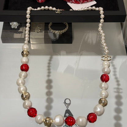 CC Red Crystal Pearl Necklace