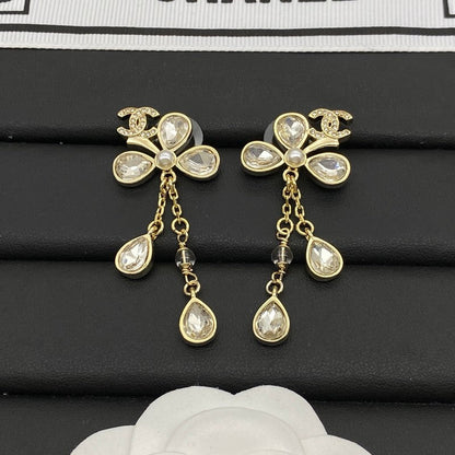 CC Crystal Drop Gold Earrings
