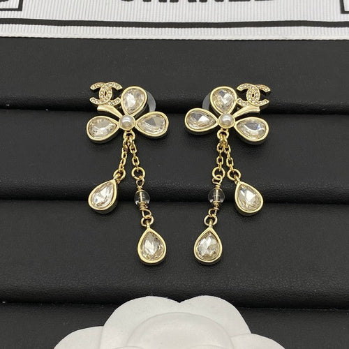 CC Crystal Drop Gold Earrings