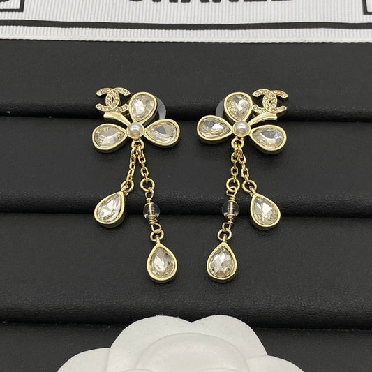 CC Crystal Drop Gold Earrings