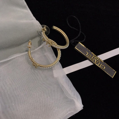 CC Pave Pearl Gold Earrings