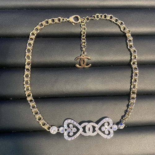 CC Bow Tie Pave Diamond Necklace